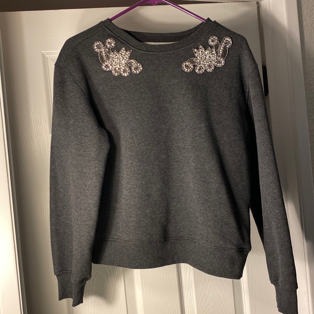 Jewel embellished crew neck sweatshirt